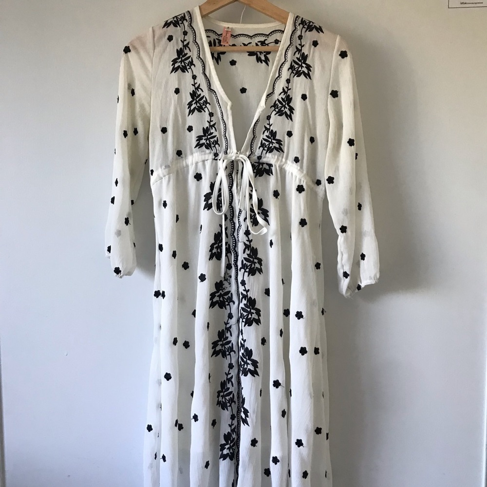 White Floral Midi Dress